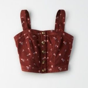 AmericanEagle Printed Corduroy Botton crop top